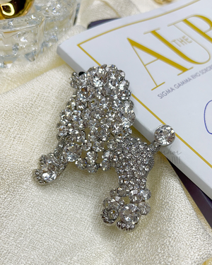 Bling Poodle Brooch Silver